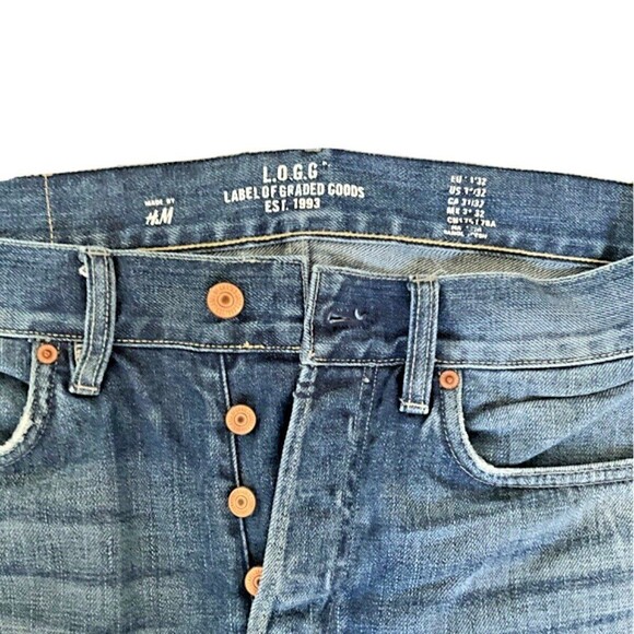 H&M L.O.G.G Jeans Blue Distressed Size 31 x 32 Good Condition - Picture 4 of 5